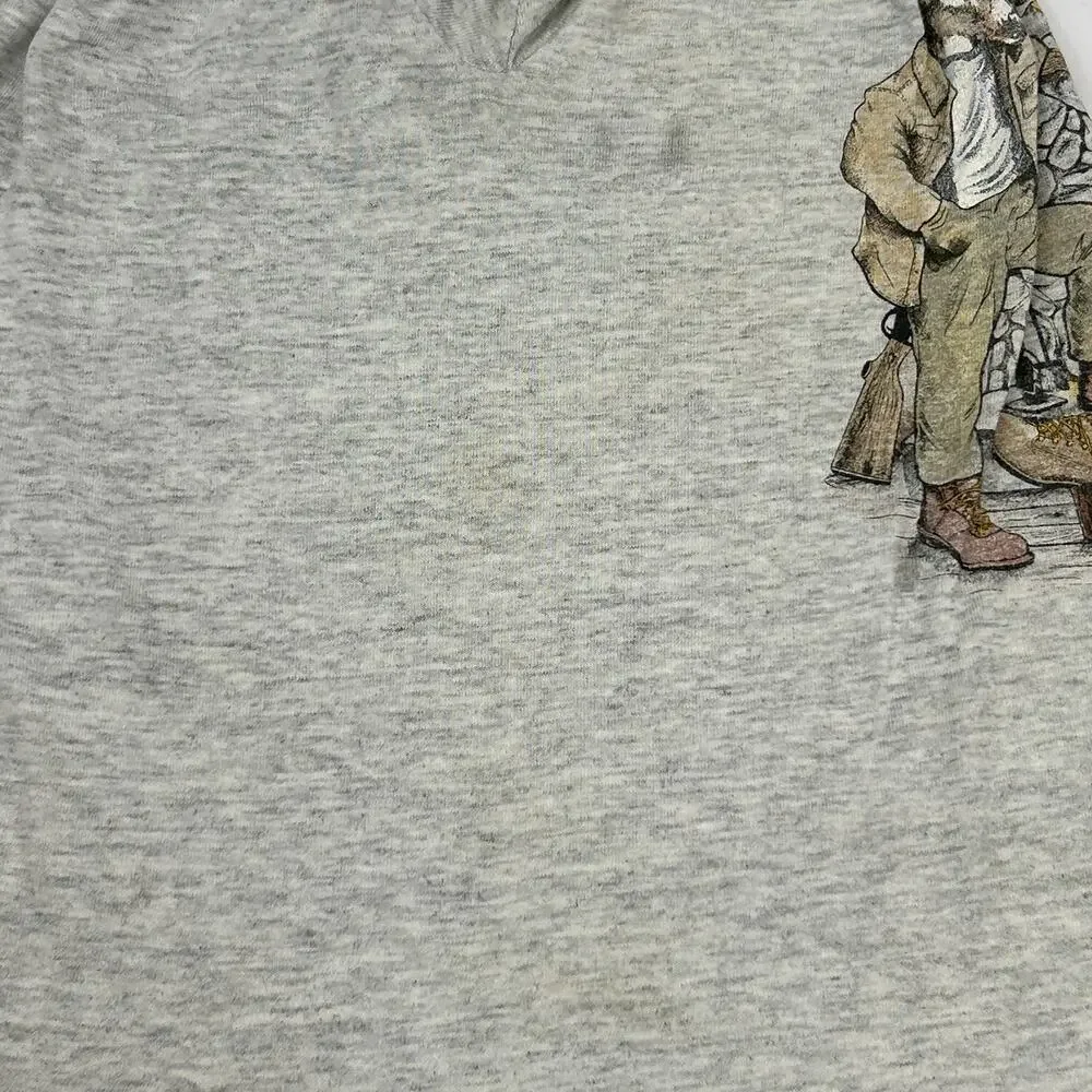 Vintage 90s Deer Hunter Funny T Shirt Hunting Cabin Made In USA Gray M Medium - Picture 4 of 10
